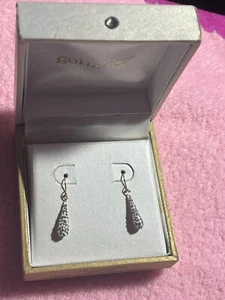14K Yellow Gold Swarovski Drops Earrings 14k Gold .73G 1.31in 14k - Picture 1 of 10