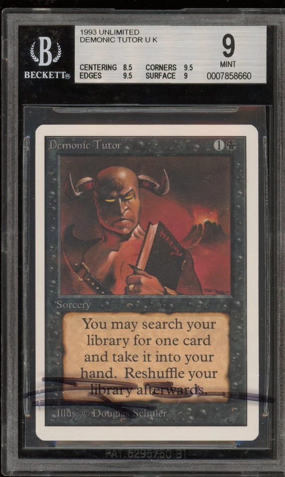 Magic the Gathering MTG Demonic Tutor Unlimited Signed Case BGS 9 Mint - Image 1 of 2
