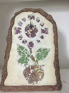 Purple Floral Glass Mosaic Flowerpot Clock - Picture 1 of 5
