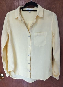 Camicia Anthropologie Cloth & Stone gialla 100% lino piccola con bottoni, manica lunga - Foto 1 di 10
