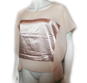 Lipsy Nude Pink Apricot Contrast block Party Top Size 8 - Picture 1 of 3