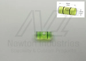 5pcs Acrylic Ø8x20mm Bubble Spirit Level Vial YlwGreen Sens: 22'/2mm 6.40mm/m - Picture 1 of 1