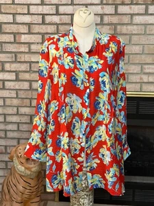 Multiples Women Blouse Long Sleeve Size S, Floral Print, Tunic Artsy Office - Picture 1 of 24