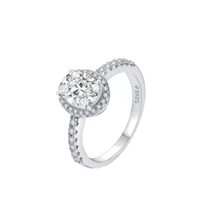2ct VVS1 D Excellent 18K Yellow Gold Lab Created Oval Ring Diamond Test Pass - Picture 1 of 4