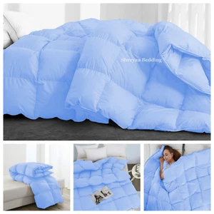 100% Cotton Down Alternative Comforter & Sets 1000 TC Sky Blue Solid Select Item - Picture 1 of 11