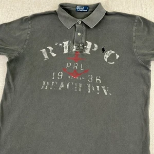 Polo Ralph Lauren RLPC Polo Para Hombres Grande L Gris Y2K Ancla Azul Marino Militar De Colección - Imagen 1 de 11