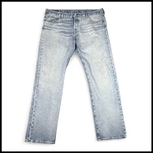 Pantalones de mezclilla Levi's 501 corte original lavado ligero botón mosca calce relajado para hombre 40X32 grunge - Imagen 1 de 10
