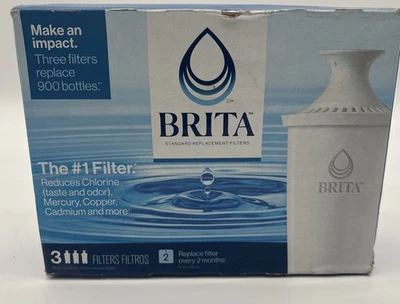 Brita Water Filter Replacement Cartridges for Pitchers and Dispensers 3 Pack NEW - Image 1 of 4