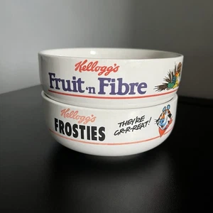 Kellogs 1987 Vintage Cereal Bowls Pair Frosties & Fruit N Fibre - Picture 1 of 7