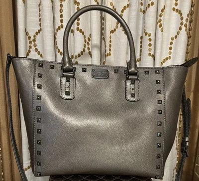 MICHAEL Michael Kors Tote BagGun Metal Leather Sandrine Women’s Purse - Image 1 of 4