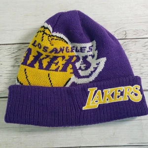 LOS ANGELES LAKERS Puño Tejido Gorro Adulto OSFM Púrpura Invierno Sombrero Gorra Bordada - Imagen 1 de 6