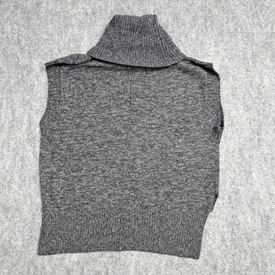 Pulôver feminino BCBGMAXAZRIA preto cinza sem mangas gola alta suéter P - Imagem 1 de 4