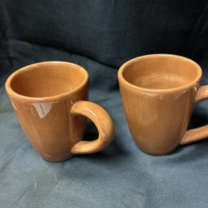 Pair Of Espana Coffee Mugs Handpainted Brown - Picture 1 of 3