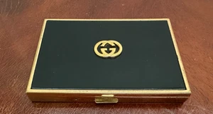Authentic Vintage GUCCI Black Lacquer Metallic Gold GG-Monogram Cigarette Case - Picture 1 of 14