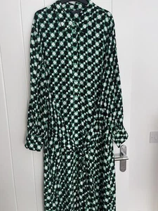 M&S Collection Women Midaxi Shirt Dress size 22 Reg Tie Front Green Mix - Picture 1 of 7