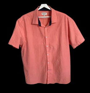 Blaq Casual Shirt Men Sz 2XL Button Front Cotton Blend Short Sleeve Peach Pink - Picture 1 of 12