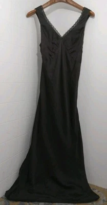 Americam Eagle Black Maxi Slip Dress Sleeveless Sz Small Side Zip, Lined, Satin  - Image 1 of 4