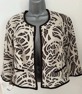Chaqueta Corta Jaeger Marfil y Marrón Seda Estilo Kimono Talla 14 Ocasión Especial - Imagen 1 de 12