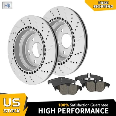 Rotores de freno traseros perforados pastillas de cerámica para Mercedes-Benz GLK250 GLK350 2010-2015 Foto 1 de 4