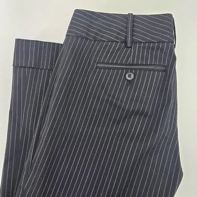 Club Monaco Pinstripe Wide Leg Trouser Dress Pants Preppy Navy Blue Size 2 - Image 1 of 4