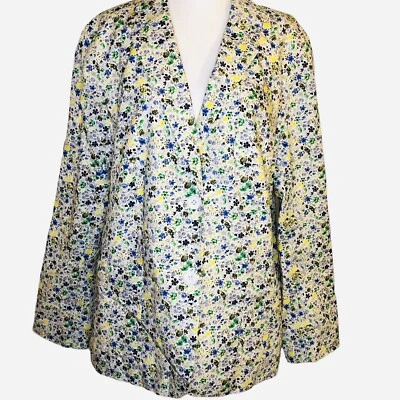 Talbots Women's Jacket Blazer Size 18 Multicolor Floral Cotton 2 Button Classic - Image 1 of 4