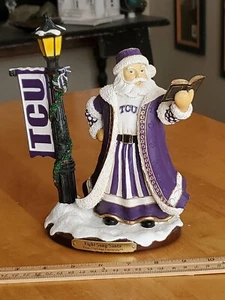 Memory Company Texas Christian TCU University Fight Song Santa 9"×9"×4.5" EUC  - Picture 1 of 24