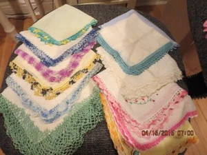 12 VINTAGE HAND CROCHET AND APPLIQUE HANKIES--#R30A-2 - Picture 1 of 24