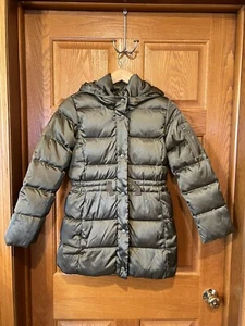 CO134 Gap Kids Down Tie-Belt Puffer Jacket Green Girls Large - Picture 1 of 6