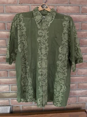 Camisa de campamento Life Is Good con botones delanteros para hombre de algodón talla XL verde floral Foto 1 de 4