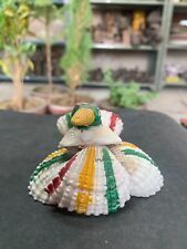 Vintage Old Indian Handmade Multicolor  Painted Sea Shell Doll Decorative Doll
