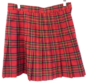 Vtg. 90s Womens SZ 13 Plaid Pleated Skirt Red/Black Holiday Academia USA Made - Picture 1 of 5