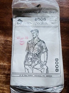 Vintage Patterns Pacifica Hawaiian Aloha Men's Button up #8008 Cut Sz S M - Picture 1 of 2