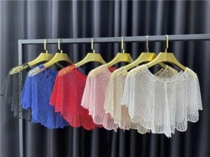 Damen Perlen Schal Retro Kurz Crop Glänzend Sexy Design für Party Hochzeit Event - Bild 1 von 31