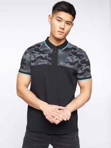 Crosshatch - Men's 'BRIGHTLING' Camo Polo - Black - Picture 1 of 10