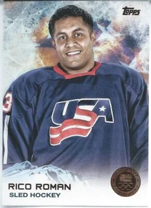 2014 Topps US Olympic BRONZE MEDAL RICO ROMAN Sled Hockey Ice Skating Rink - Picture 1 of 1