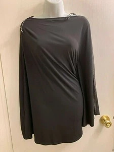 NWT ALLEN "B" CLASSY SEXY BLACK SILVER BEADED ARMS TUNIC/ TOP MED RE:$60.00 - Picture 1 of 6