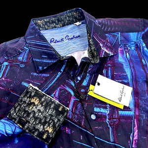 Robert Graham Geometric Outer Space Cyborg Embroidered Paisley Shirt $299 2XL - Picture 1 of 12