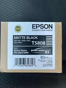 Genuine Sealed Epson Pro 3800 3880 Matte Black Ink T5808 Exp: 9/2012 - Afbeelding 1 van 2