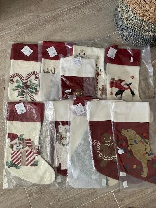 Pottery Barn Holiday Icons Crewel 长袜无单色 — 第 1/1 张图片