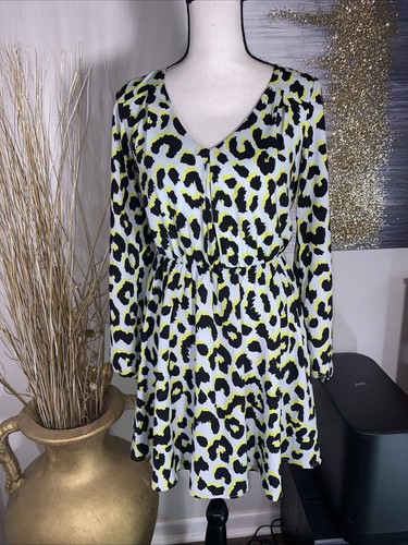 VETEMENTS Abito corto Gianni Bini multicolore manica lunga scollo a V taglia small vita elasticizzata