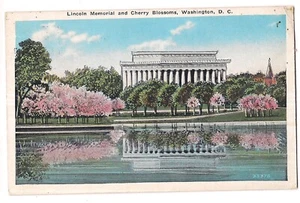 LINCOLN MEMORIAL und KIRSCHBLÜTEN Bäume Washington DC Postkarte WB 1930 - Bild 1 von 2