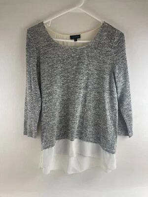The Limited Sweater Women's Size Small Gray Pullover Sheer Back Slit Boat neck - Image 1 of 4