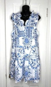 New $178 Vineyard Vines Scarf Print V-Neck Beach Dress Women's Large - Picture 1 of 8