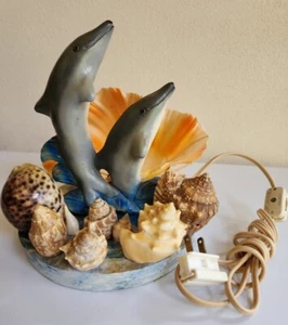 Vintage Delfine Muschel Leuchte TV Lampe Handarbeit - Kimberley Creations Sea World - Bild 1 von 7