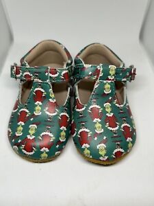 Handmade Baby Shoes Grinch Christmas Girls 12 18 Months Boutique Leather T Strap