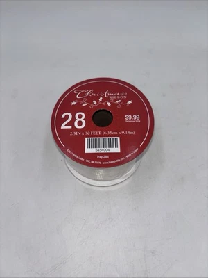 NEW #28 wired edge ribbon 2.5" x 30’ gold metallic sheer - Image 1 of 4