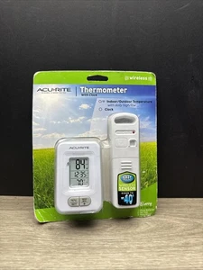 AcuRite 02044W1 Indoor/Outdoor Wireless Thermometer With Clock (Factory Sealed) - Picture 1 of 2