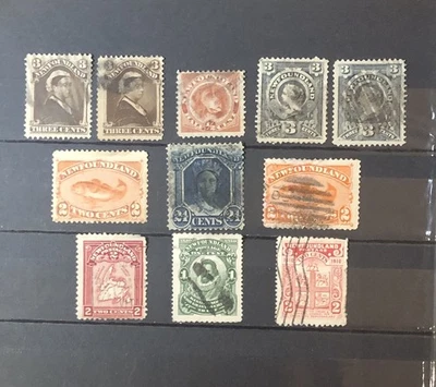 Stamps Newfoundland Lot  of  11  classic era used, see details. - Image 1 of 4