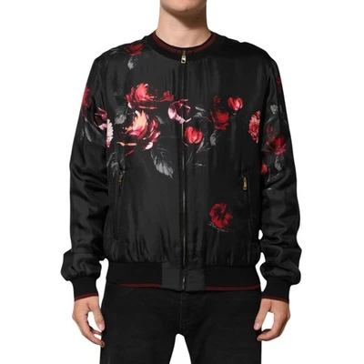 DOLCE & GABBANA Jacket Black Red Floral Silk Bomber Blouson IT52/US42/XL 2330usd - Image 1 of 4