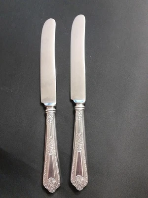 2 件 Watson Navarre 纯银晚餐刀法国空心手柄螺栓 8 3/4  — 第 1/4 张图片